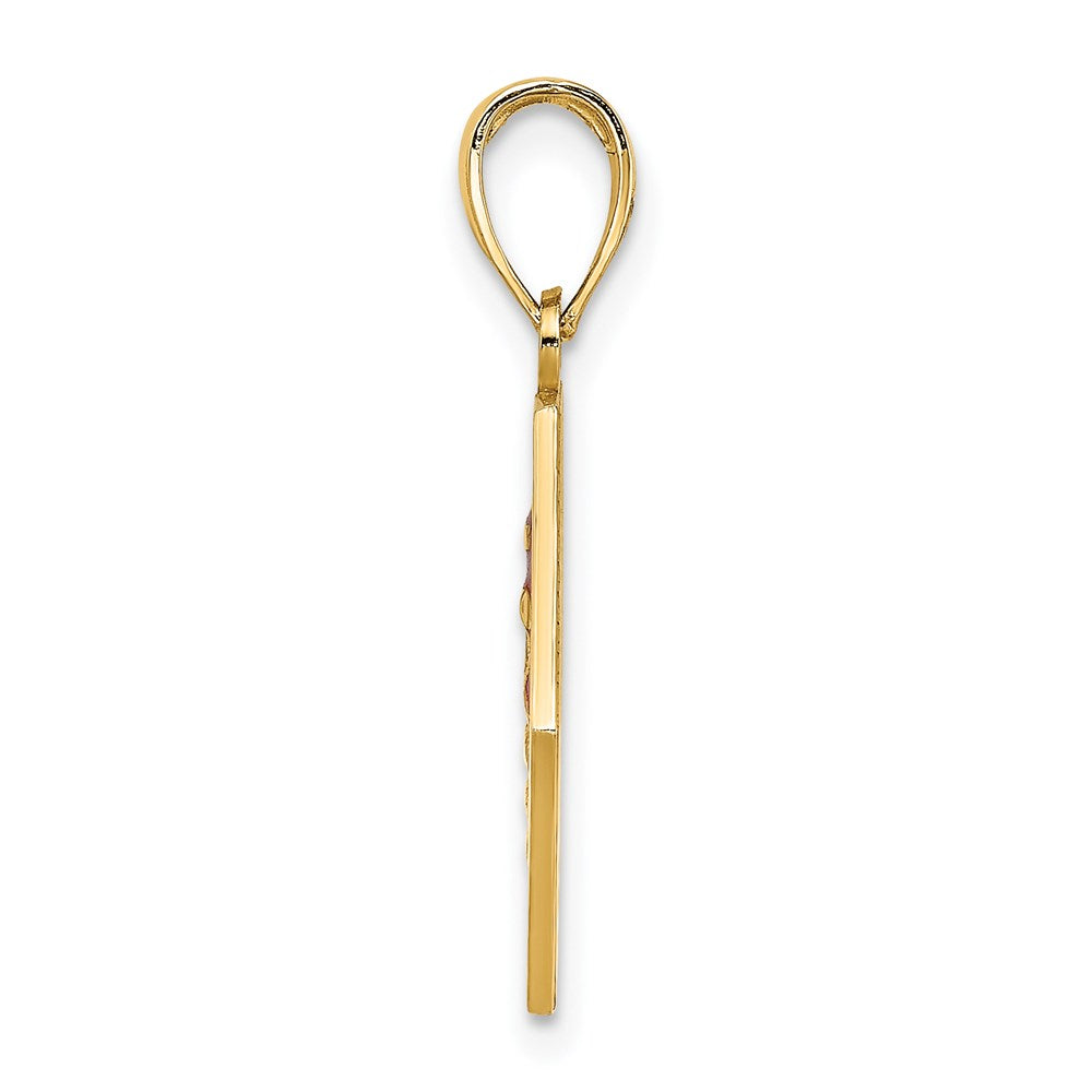 14k Yellow Gold 18.3 mm Enameled Textured Back Caduceus Medical Disc (2.15 grams)