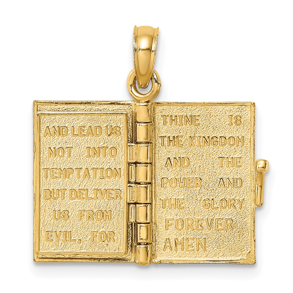 14k Yellow Gold 18.5 mm 3-D Blue Enamel Bible Book w/ Moveable Pages Charm (4.25 grams)
