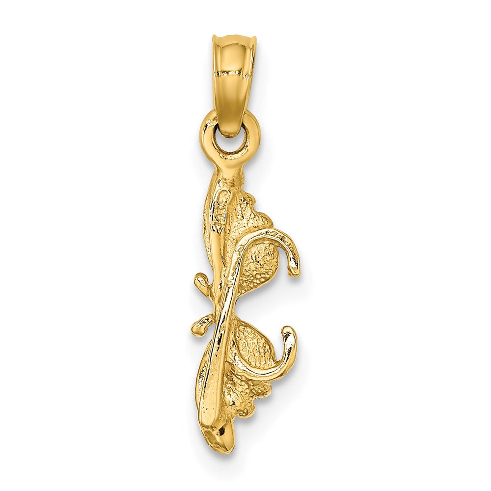 14k Yellow Gold 5.5 mm Orange Enameled Butterfly Sunglasses Charm (0.75 grams)