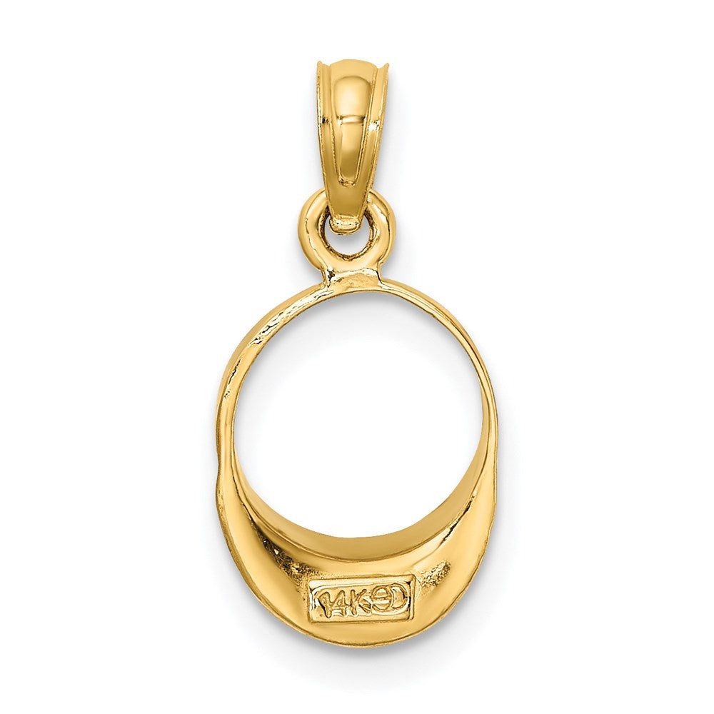 14k Yellow Gold 9.2 mm Aqua Enameled Beach Sun Visor Charm (0.67 grams)