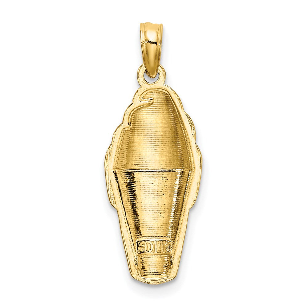 14k Yellow Gold 9.3 mm Pink Enameled Strawberry Ice Cream Cone Charm (1.48 grams)