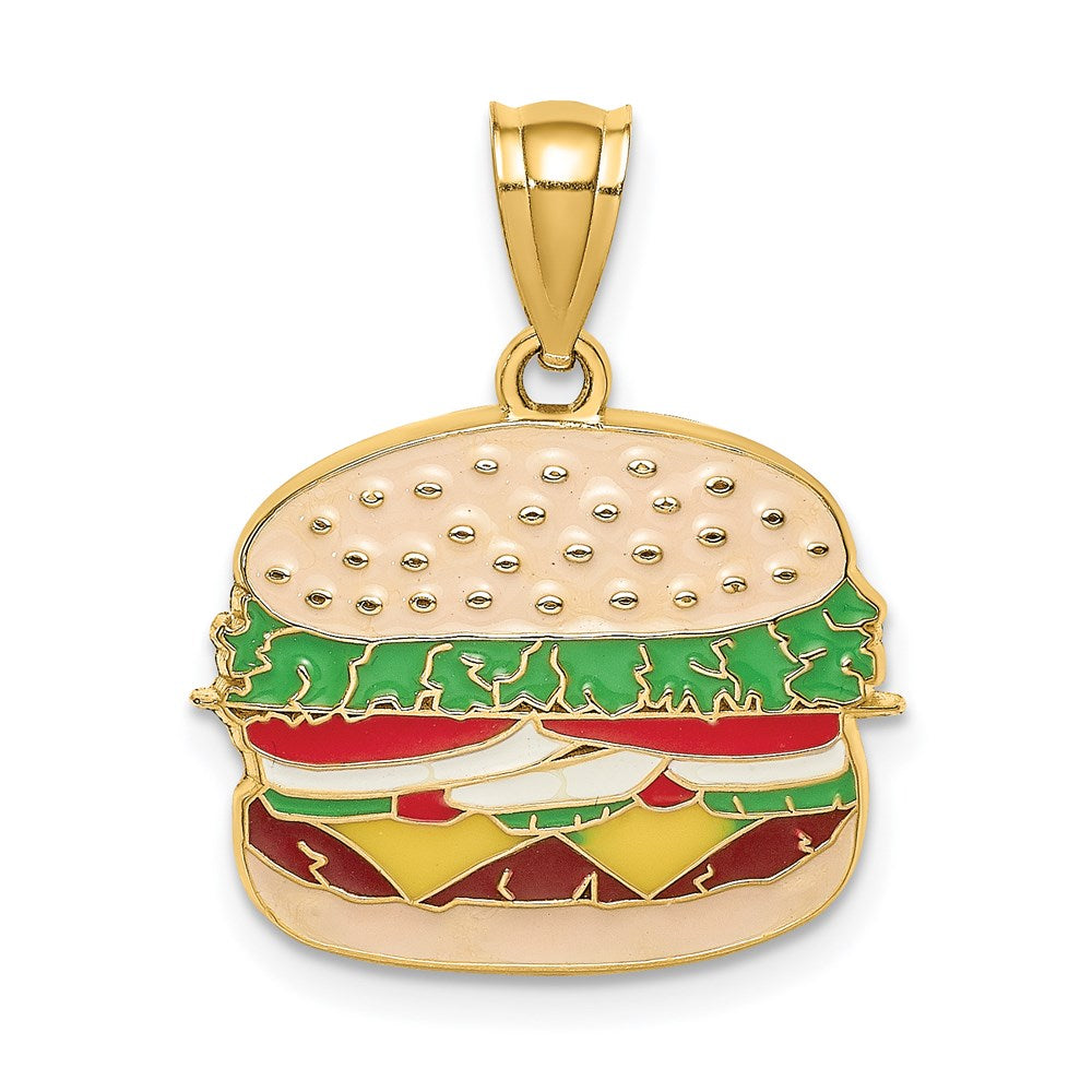 14k Yellow Gold 18.35 mm w/Enamel Cheeseburger Charm (2.04 grams)