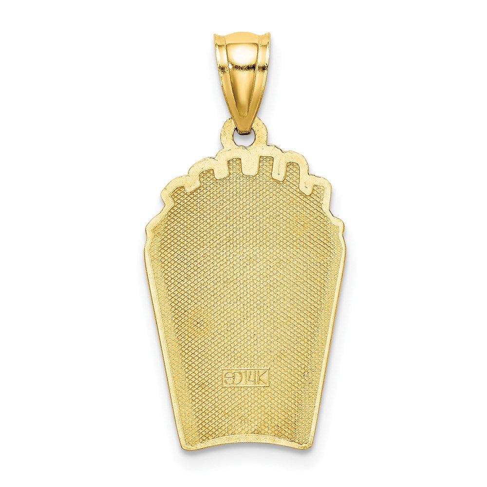 14k Yellow Gold 13.15 mm w/Enamel French Fries Charm (2.11 grams)