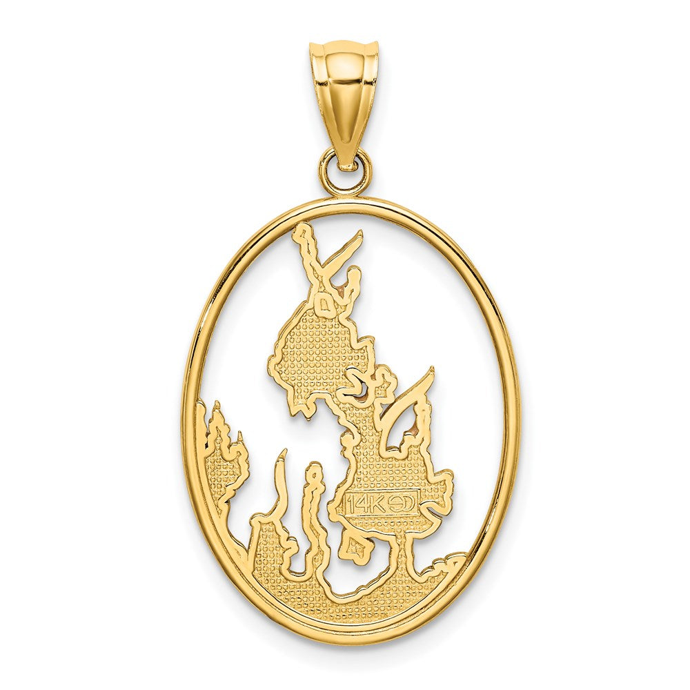 14k Yellow Gold 18.25 mm Enamel Angelfish In Underwater Scene Charm (2.03 grams)