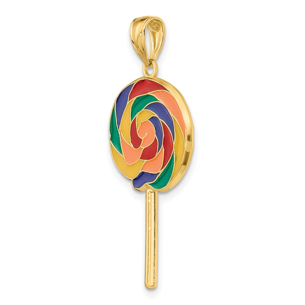 14k Yellow Gold 16.63 mm w/Multi-Color Enamel 3-D Lollipop Charm (2.98 grams)