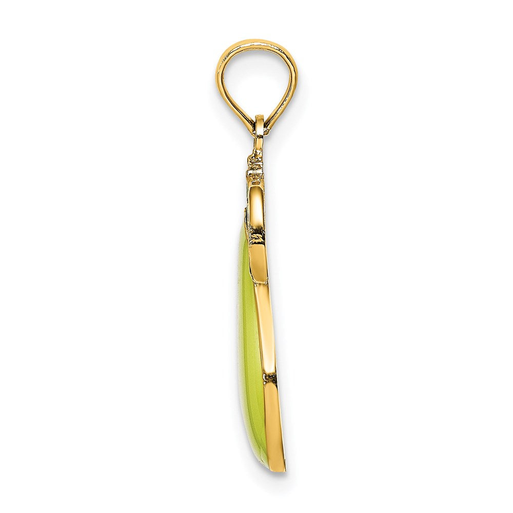 14k Yellow Gold 11 mm W/ Enamel Pear With Stem and Leaf Charm (1.28 grams)