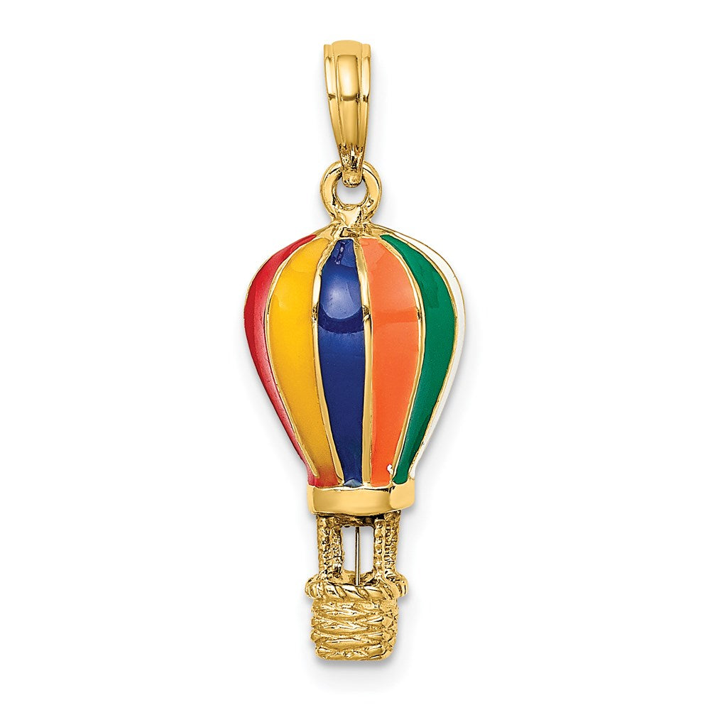 14k Yellow Gold 10.2 mm w/ Enamel 3-D Hot Air Balloon Charm (4.45 grams)