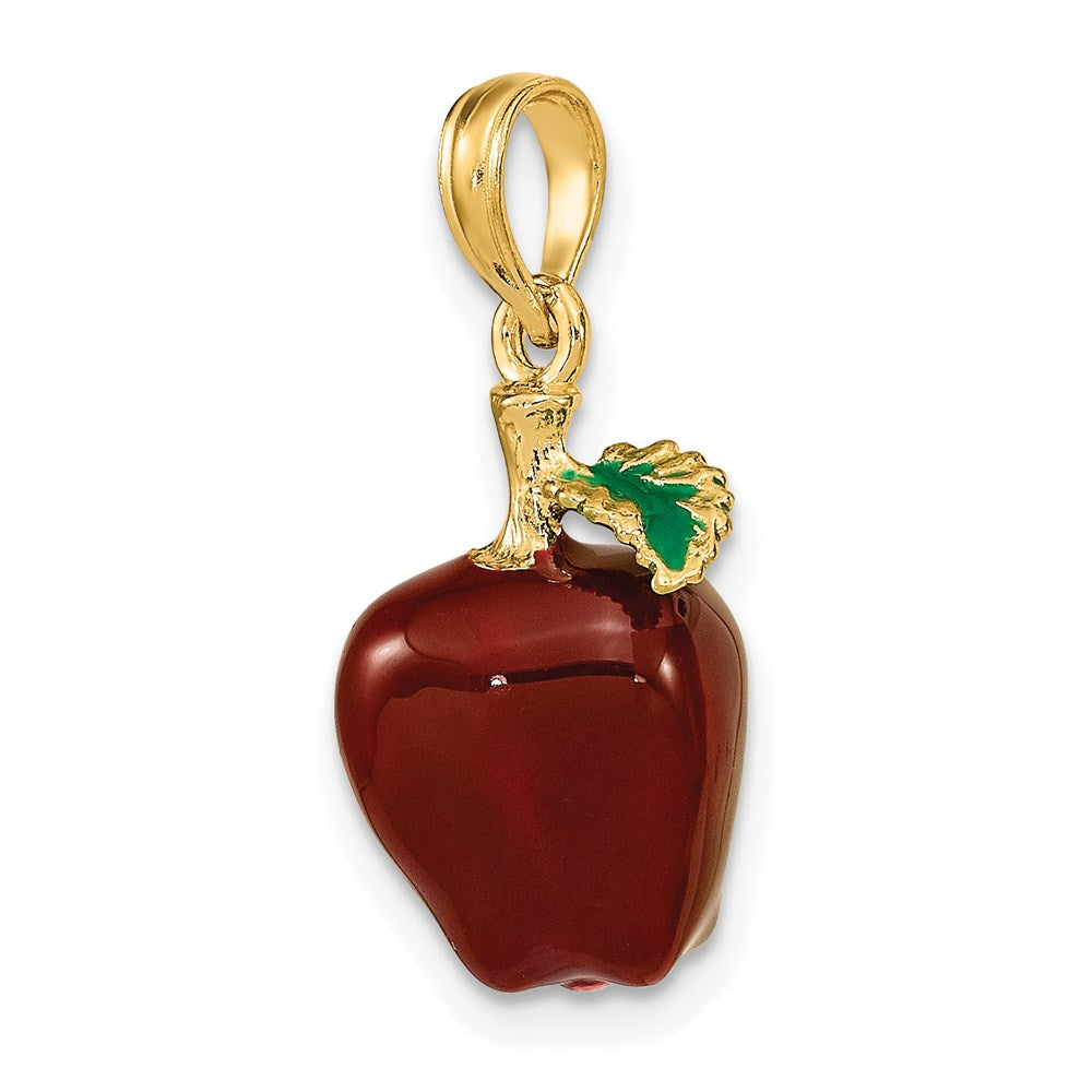 14k Yellow Gold 10.5 mm w/ Enamel 3-D Red Delicious Apple Charm (3.66 grams)