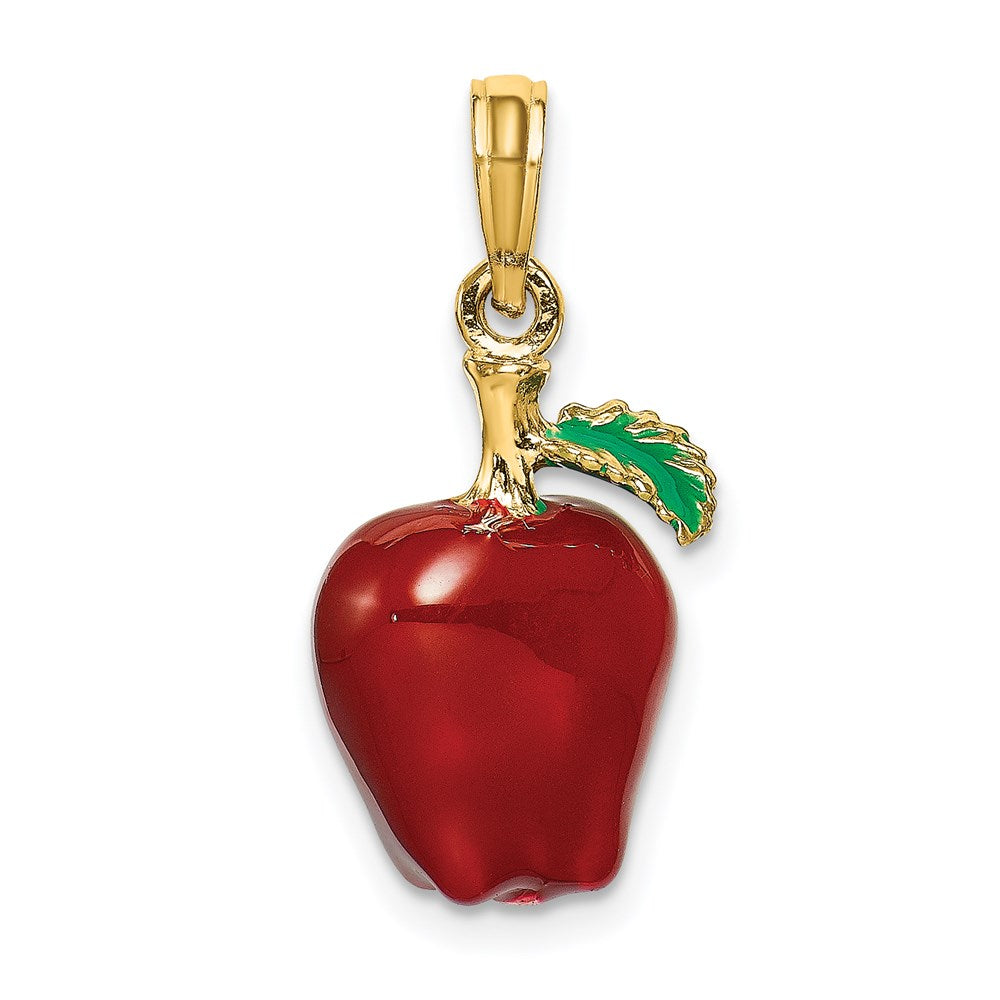 14k Yellow Gold 10.5 mm w/ Enamel 3-D Red Delicious Apple Charm (3.66 grams)