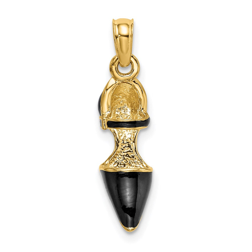 14k Yellow Gold 5.4 mm 3-D Black Enamel Closed Toe High Heel Charm (1.27 grams)