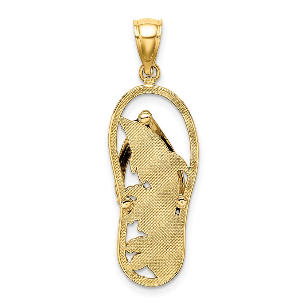 14k Yellow Gold 11.65 mm Enamel Dolphin Flip-Flop Charm (1.95 grams)