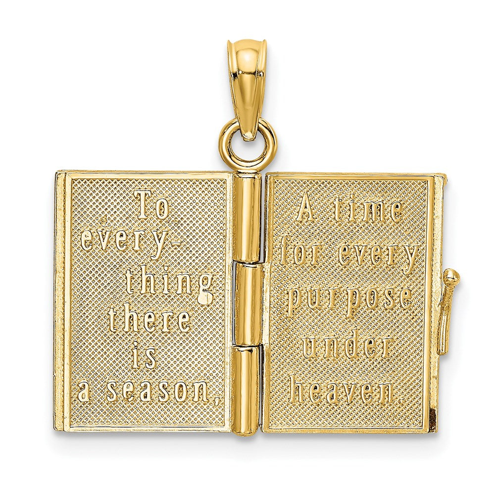 14K 3-D Multi-color Enamel Butterfly Ecclesiastes 3:1 Book with Moveable Pages Pendant (2.85 grams)