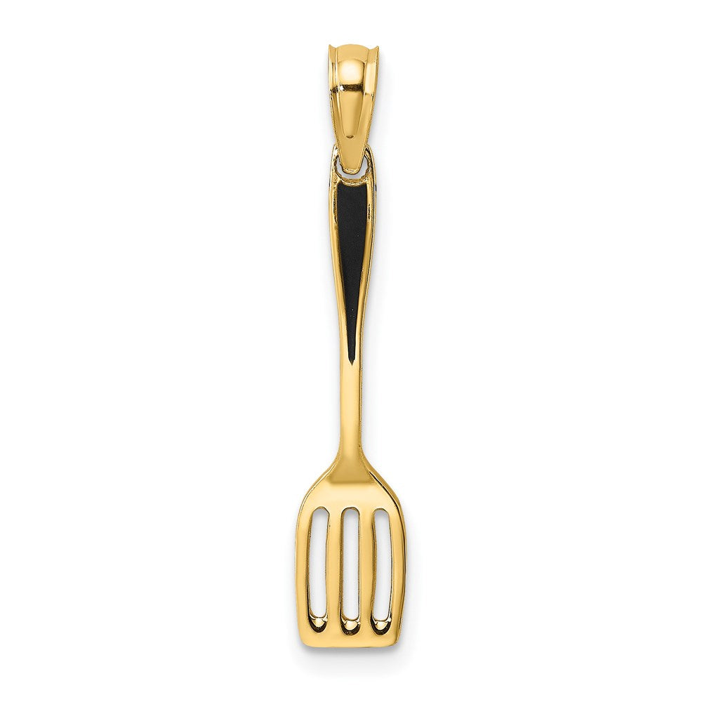 14k Yellow Gold 5 mm W/ Black Enamel 3-D Spatula Charm (0.55 grams)