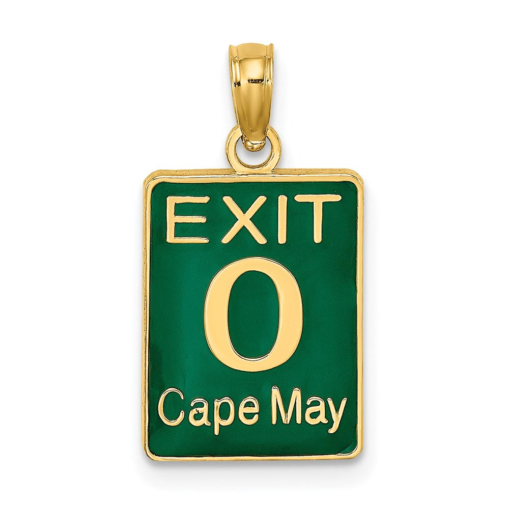 14k Yellow Gold 10.9 mm EXIT 0 / CAPE MAY with Green Enamel Charm (1.39 grams)