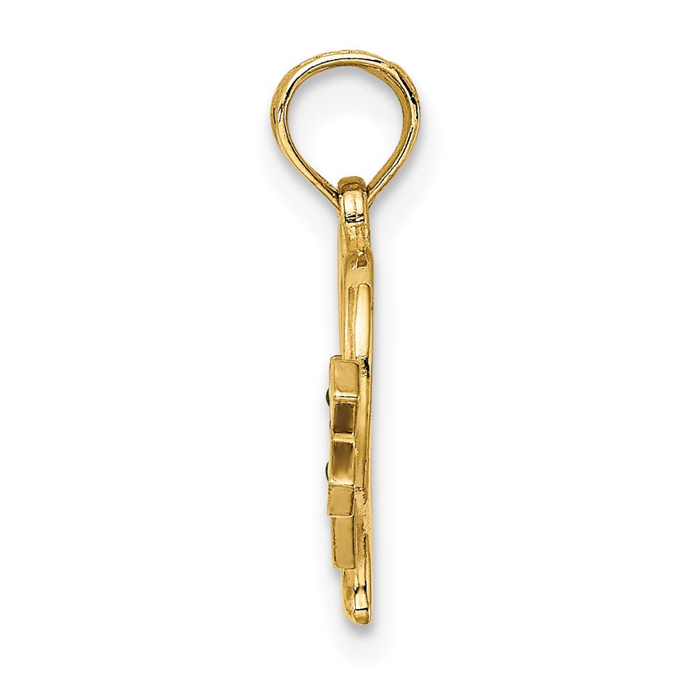 14k Yellow Gold 13 mm Enamel Cross and Heart Charm (0.55 grams)