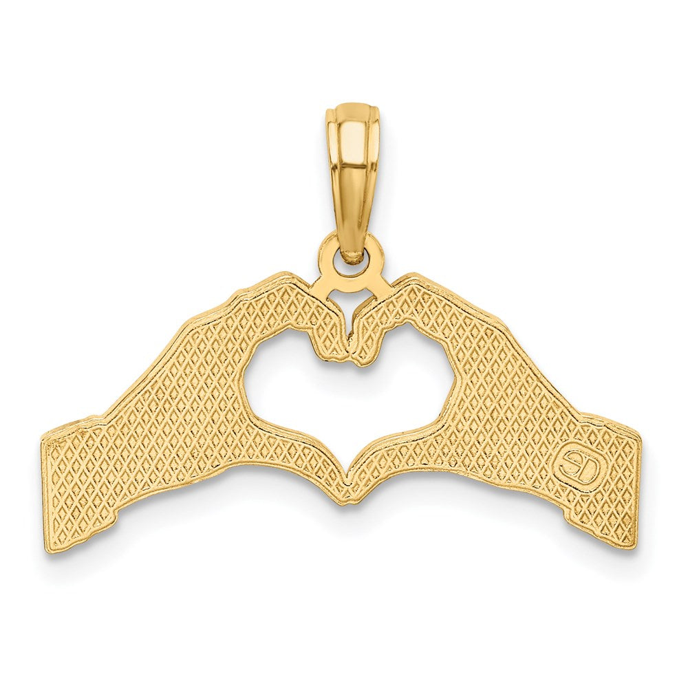 14k Yellow Gold 24.4 mm Hands Forming a Heart Charm (1.52 grams)