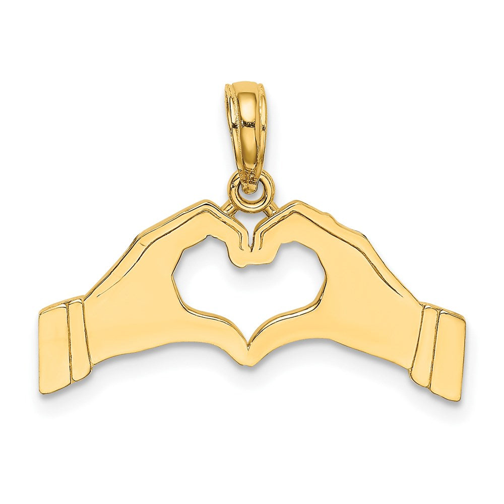 14k Yellow Gold 24.4 mm Hands Forming a Heart Charm (1.52 grams)