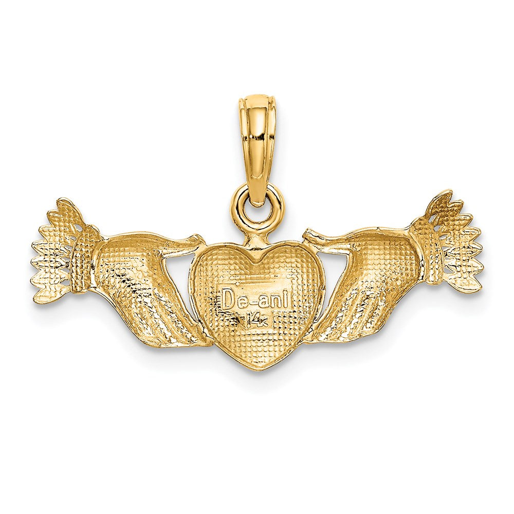 14k Yellow Gold 25.9 mm Hands Holding Heart Charm (1.25 grams)