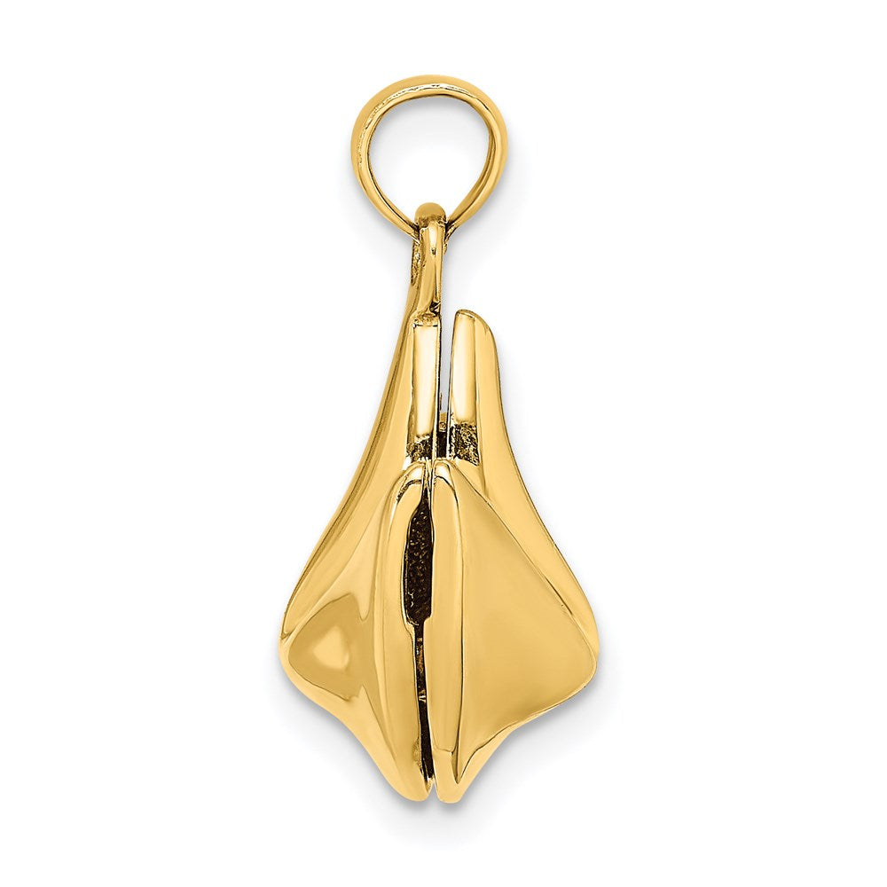 14k Yellow Gold 13.75 mm 3-D Opens Fortune Cookie Charm (3.51 grams)