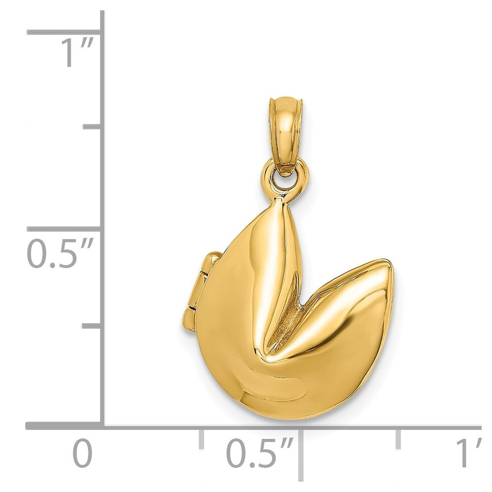 14k Yellow Gold 13.75 mm 3-D Opens Fortune Cookie Charm (3.51 grams)