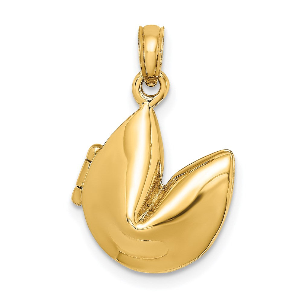 14k Yellow Gold 13.75 mm 3-D Opens Fortune Cookie Charm (3.51 grams)