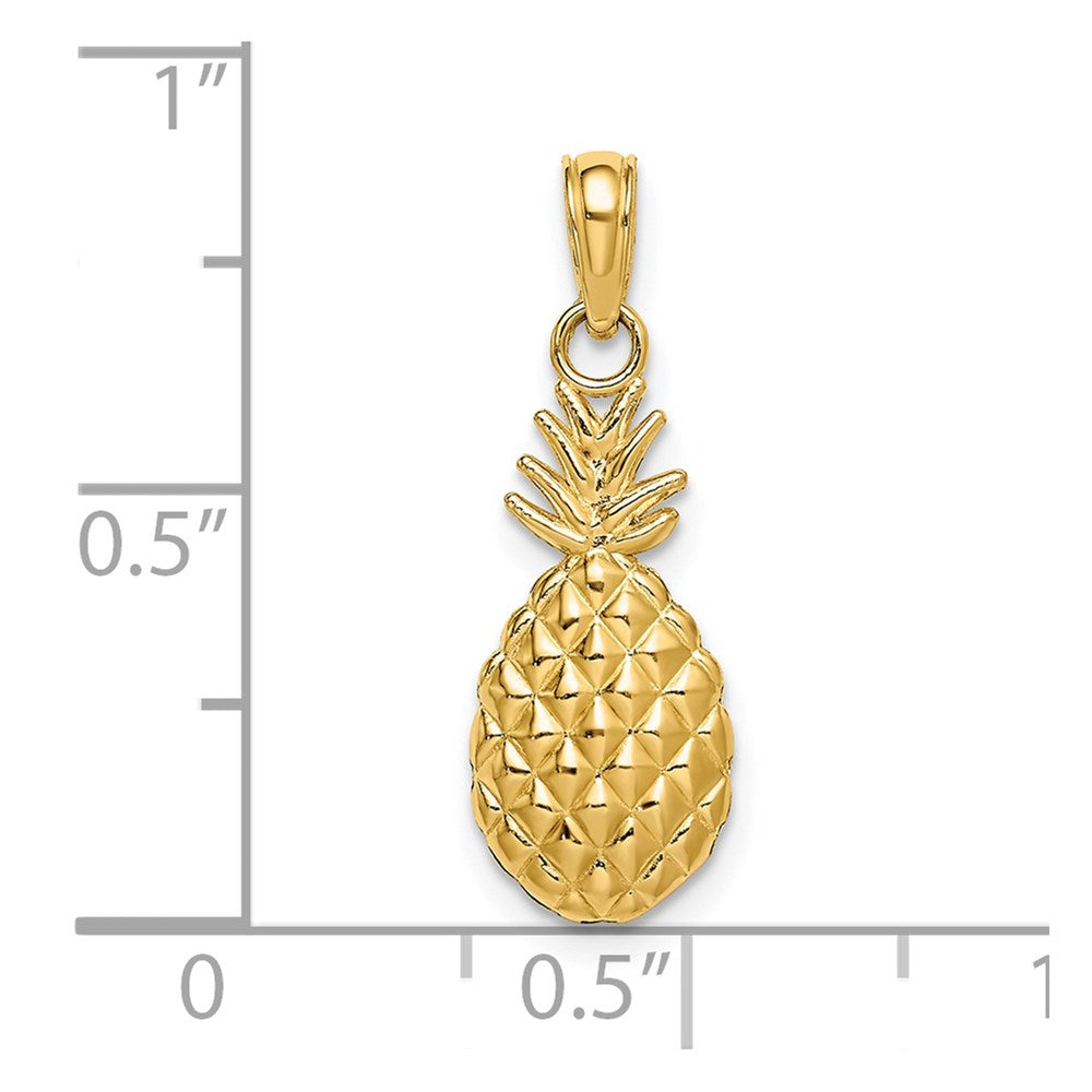 14k Yellow Gold 7.75 mm Textured Pineapple Charm (0.75 grams)
