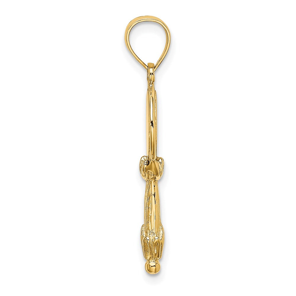 14k Yellow Gold 9.6 mm 3-D Hand Mirror Charm (1.64 grams)