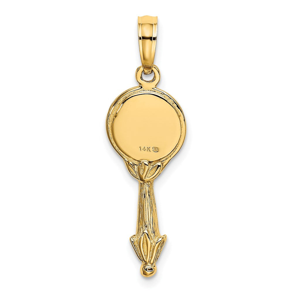 14k Yellow Gold 9.6 mm 3-D Hand Mirror Charm (1.64 grams)
