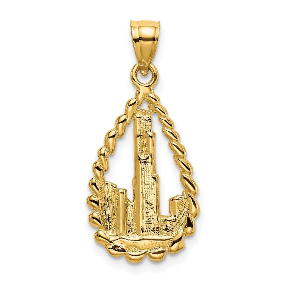14k Yellow Gold 11.65 mm Chicago Skyline/Willis Tower Teardrop Charm (1.25 grams)