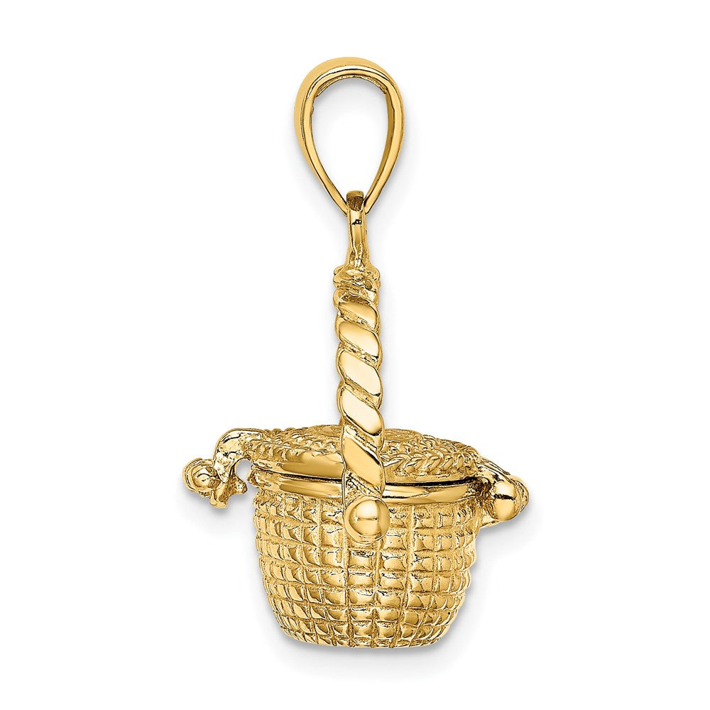 14k Yellow Gold 17.5 mm 3-D Moveable Nantucket Basket Charm (4.83 grams)