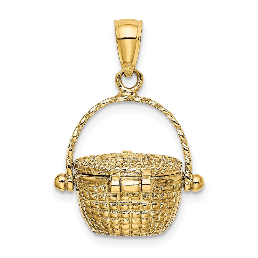 14k Yellow Gold 17.5 mm 3-D Moveable Nantucket Basket Charm (4.83 grams)