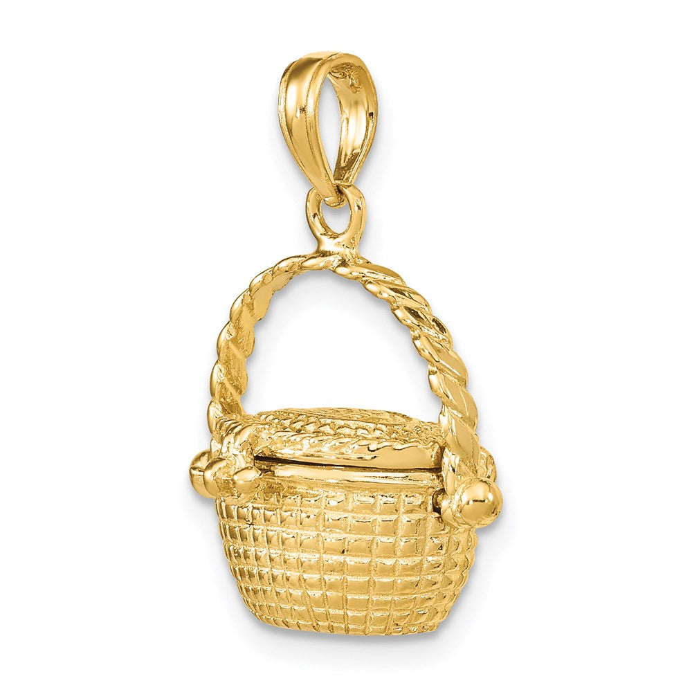 14k Yellow Gold 17.5 mm 3-D Moveable Nantucket Basket Charm (4.83 grams)