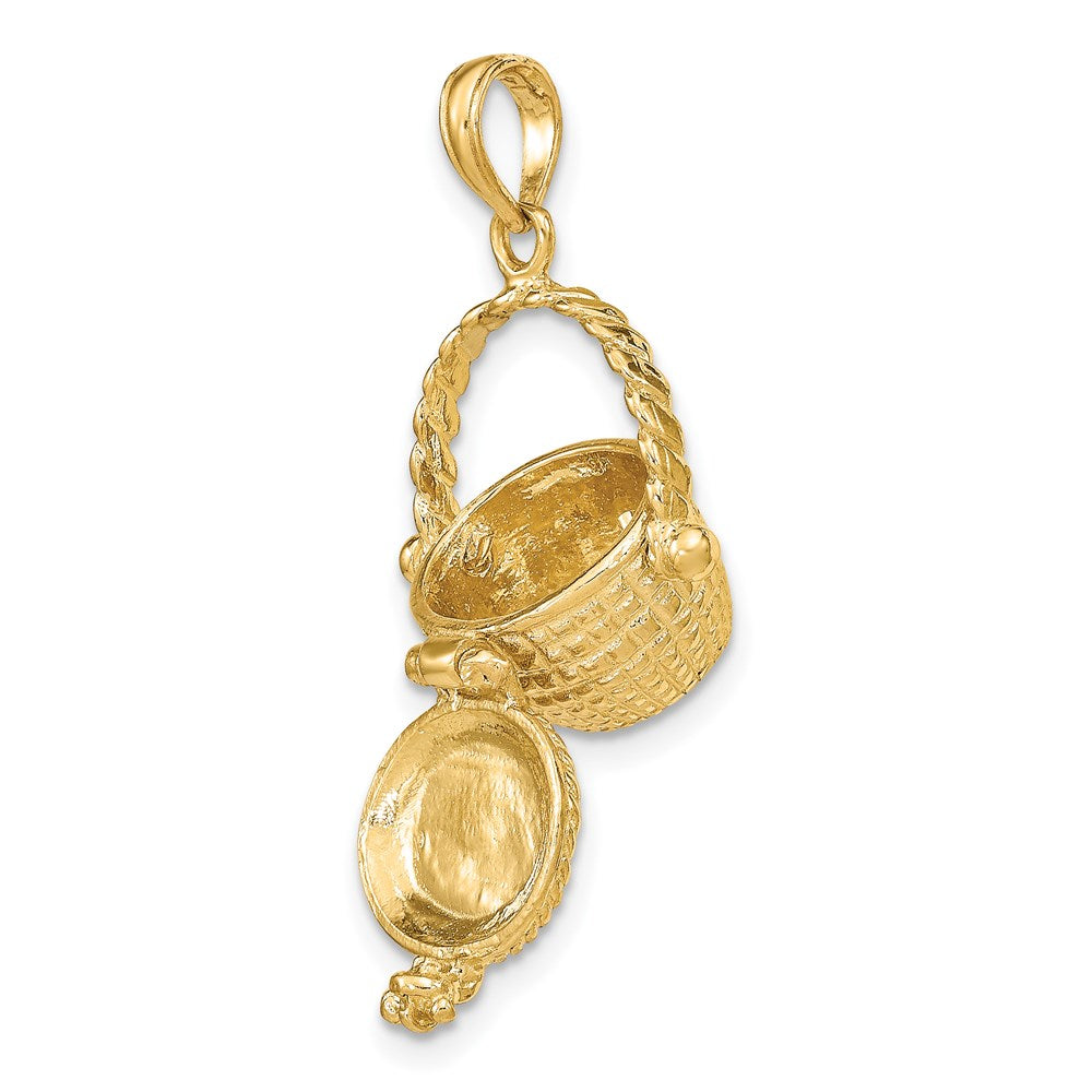 14k Yellow Gold 17.5 mm 3-D Moveable Nantucket Basket Charm (4.83 grams)
