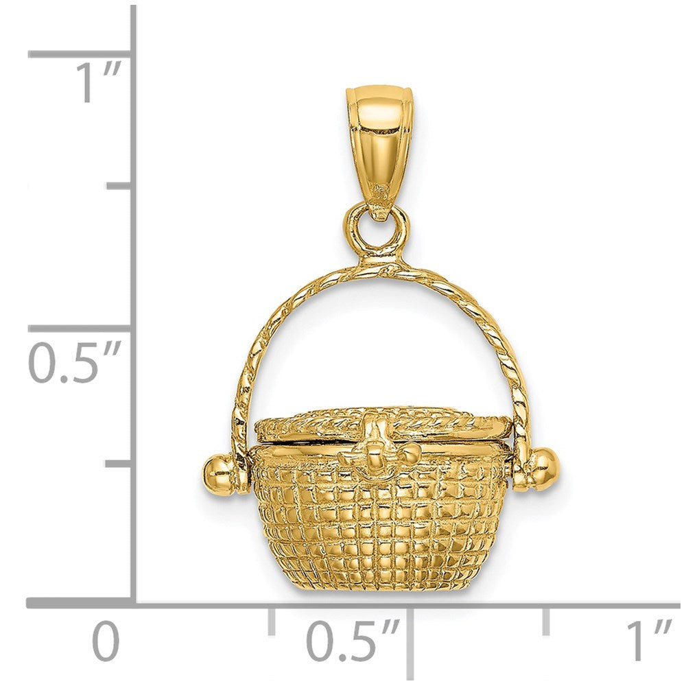14k Yellow Gold 17.5 mm 3-D Moveable Nantucket Basket Charm (4.83 grams)