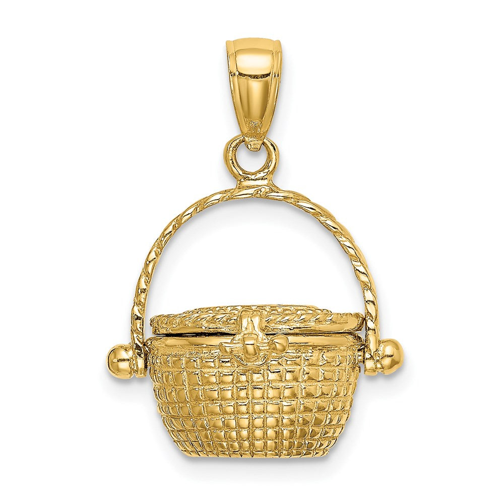 14k Yellow Gold 17.5 mm 3-D Moveable Nantucket Basket Charm (4.83 grams)