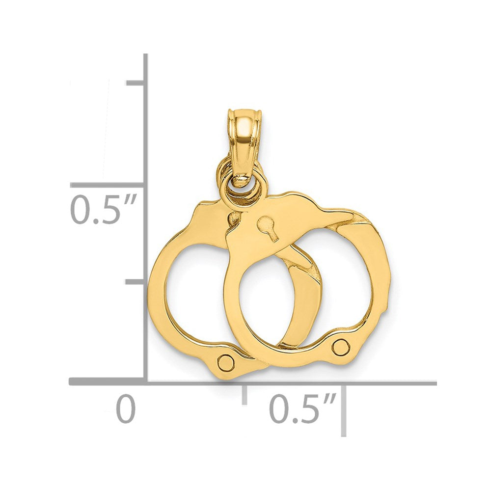 14k Yellow Gold 11.4 mm 2-Piece Handcuffs Charm (0.97 grams)
