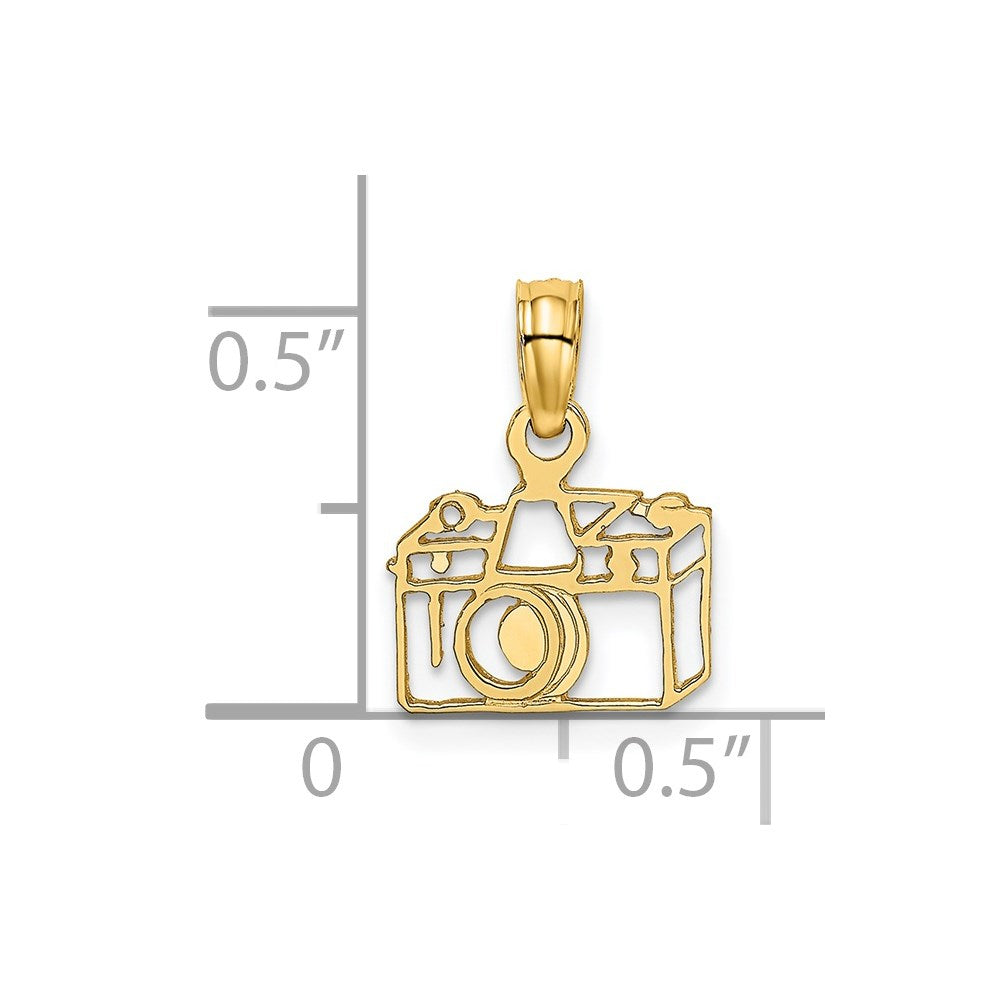 14k Yellow Gold 10.4 mm Flat Cut-Out Camera Charm (0.48 grams)