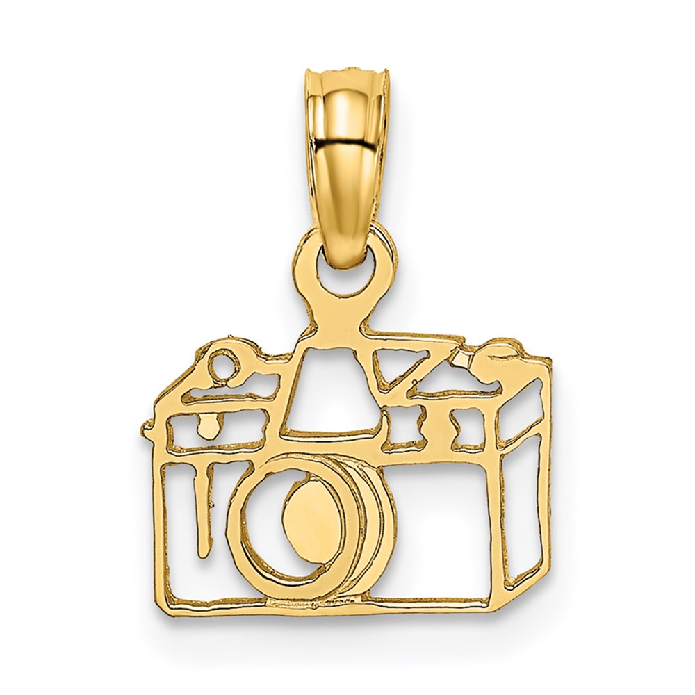 14k Yellow Gold 10.4 mm Flat Cut-Out Camera Charm (0.48 grams)
