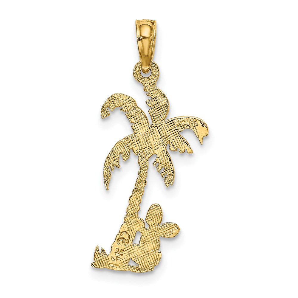 14k Yellow Gold 11.5 mm Palm Tree w/ Cactus Charm (0.96 grams)
