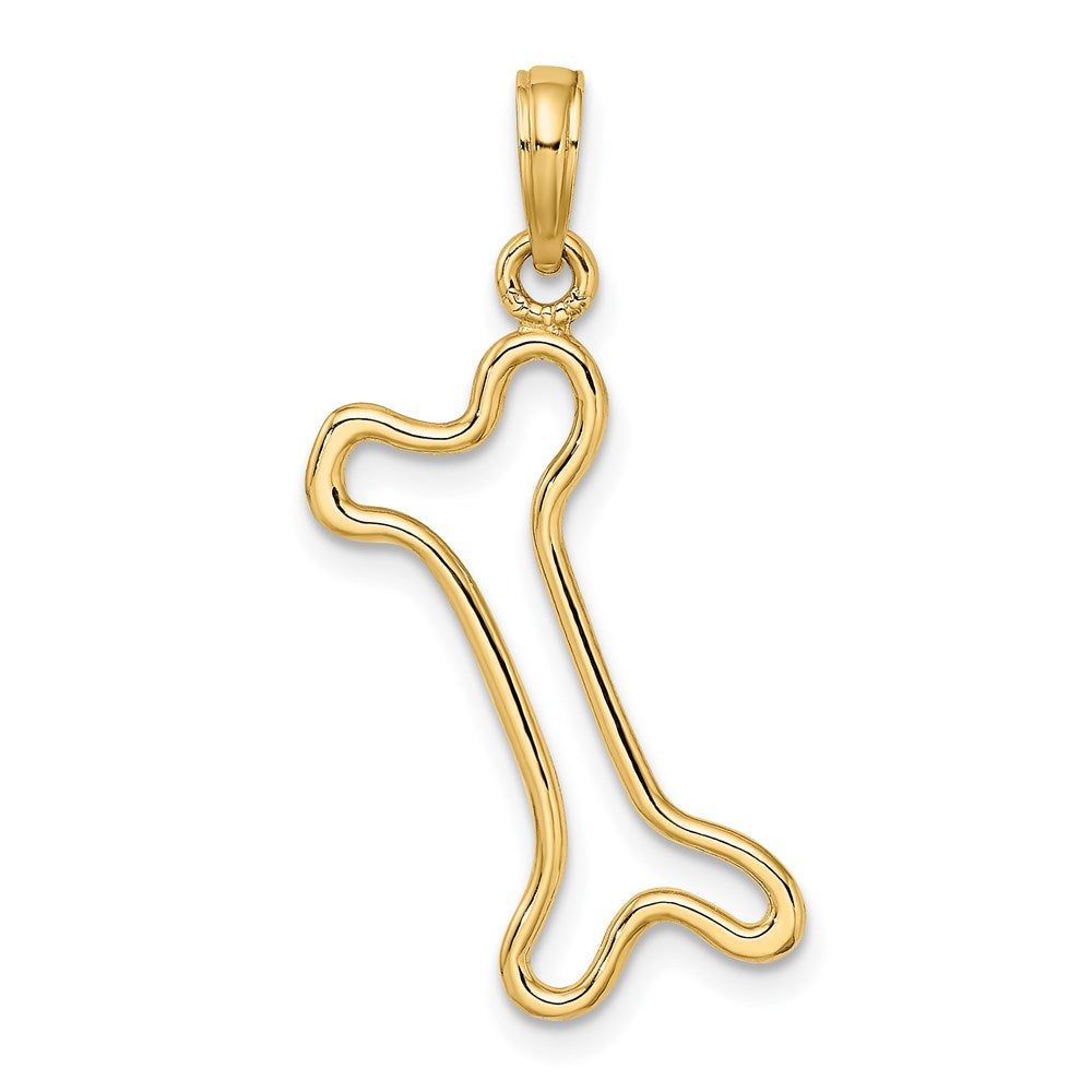 14k Yellow Gold 15.4 mm Cut-Out Polished Dog Bone Charm (0.96 grams)