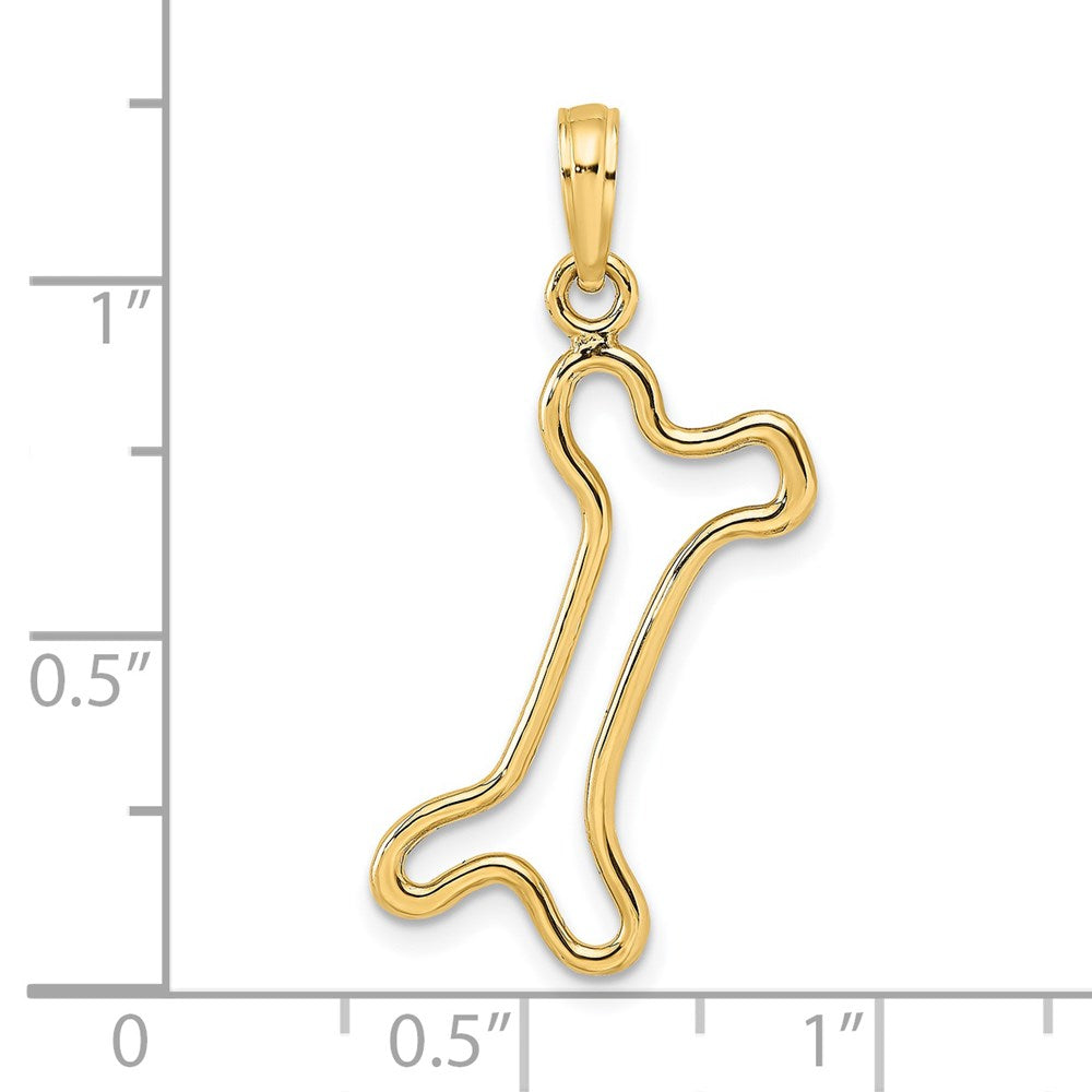 14k Yellow Gold 15.4 mm Cut-Out Polished Dog Bone Charm (0.96 grams)