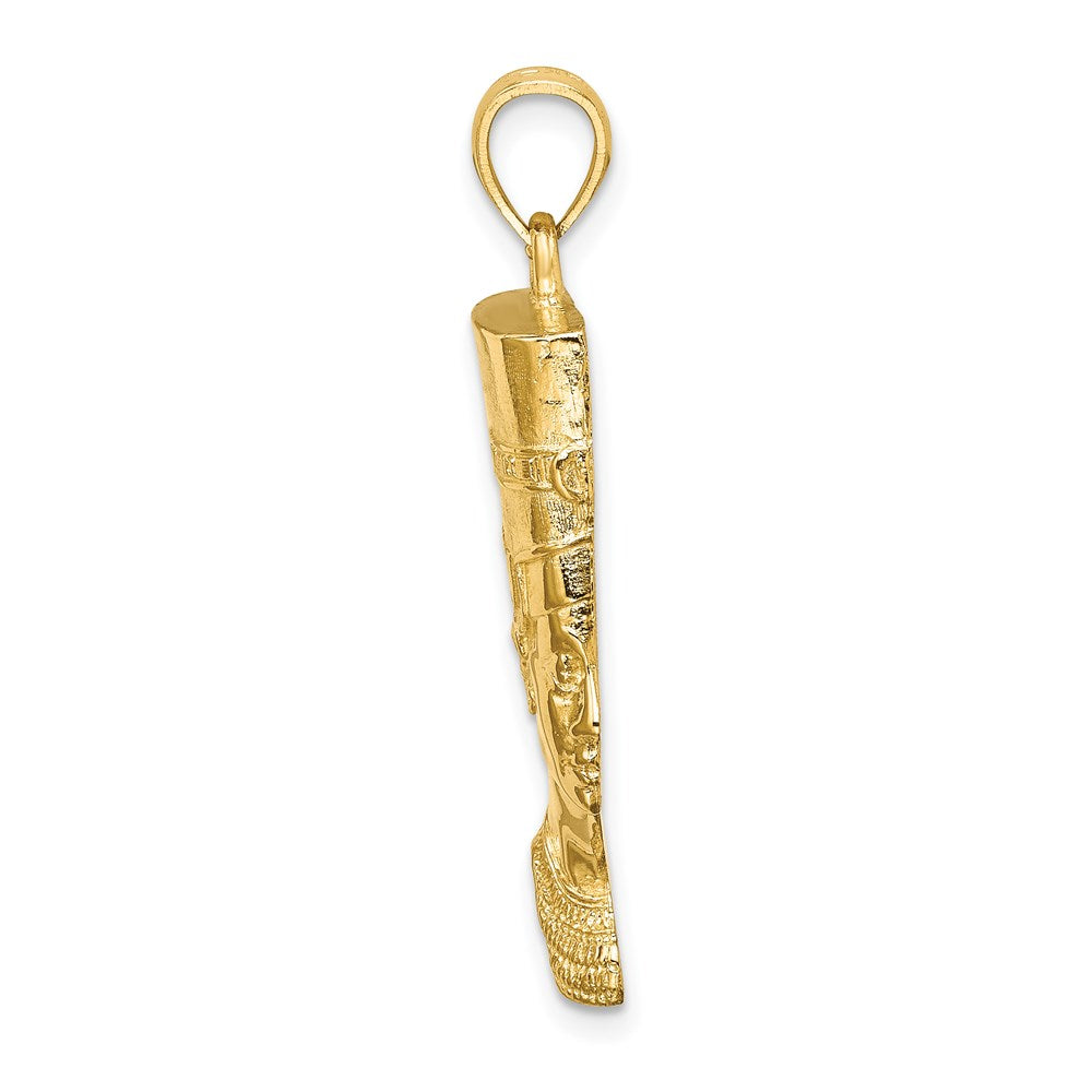 14k Yellow Gold 14.9 mm 2-D Polished / Textured Nefertiti Profile Charm (3.62 grams)