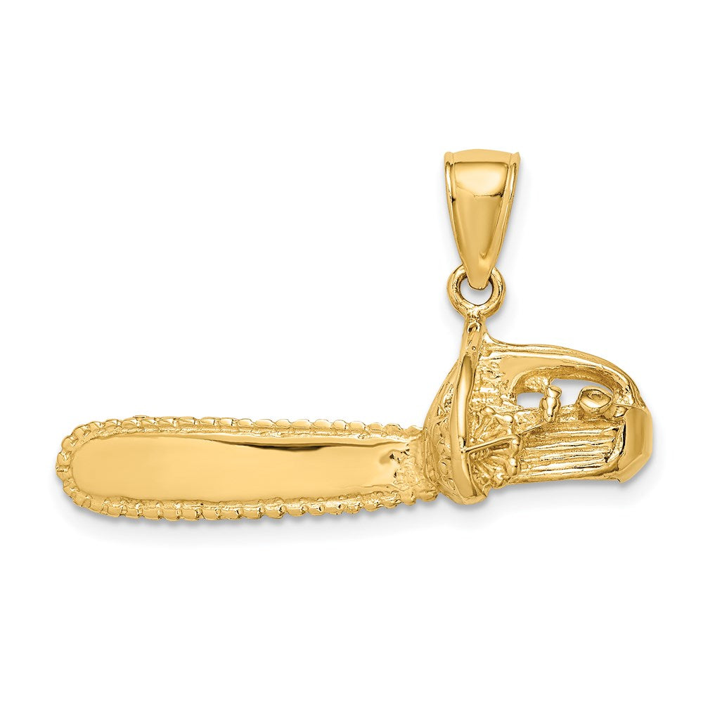 14k Yellow Gold 33.2 mm 3-D Large Chain Saw Charm (5.41 grams)