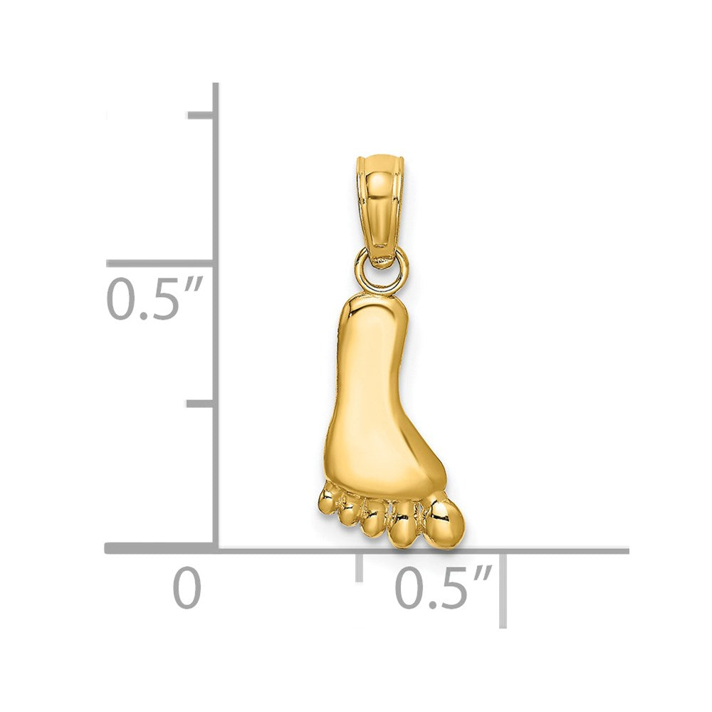 14k Yellow Gold 6.6 mm Polished Foot Charm (0.47 grams)