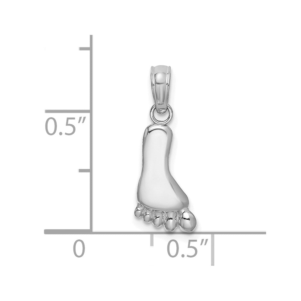 14k White Gold 6.6 mm Polished Foot Charm (0.48 grams)