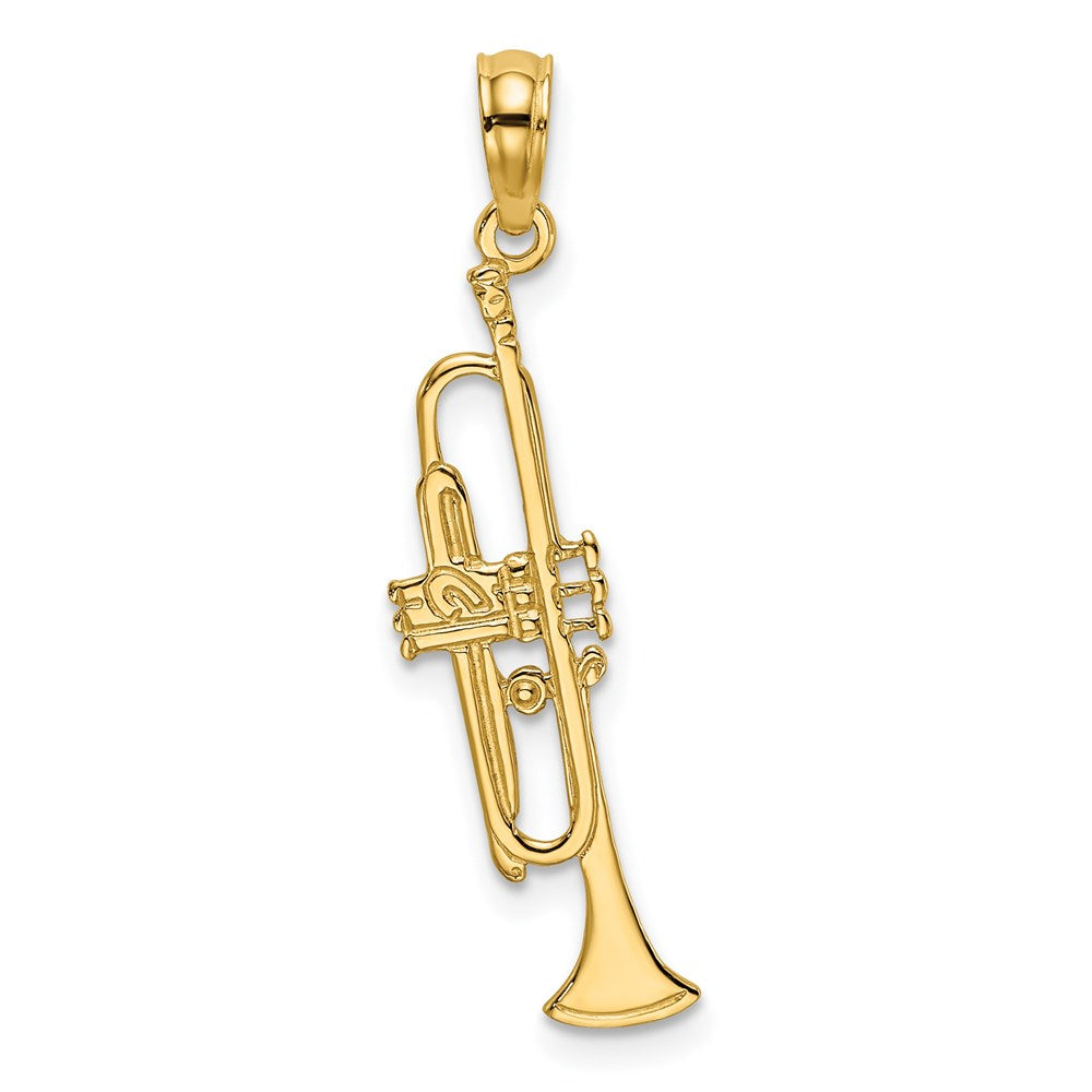14k Yellow Gold 6.33 mm Polished Trumpet Charm (0.57 grams)