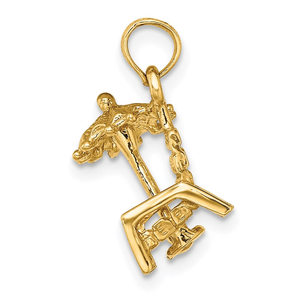 14k Yellow Gold 13.3 mm 3-D Beach Chair w/ Umbrella Charm (2.27 grams)