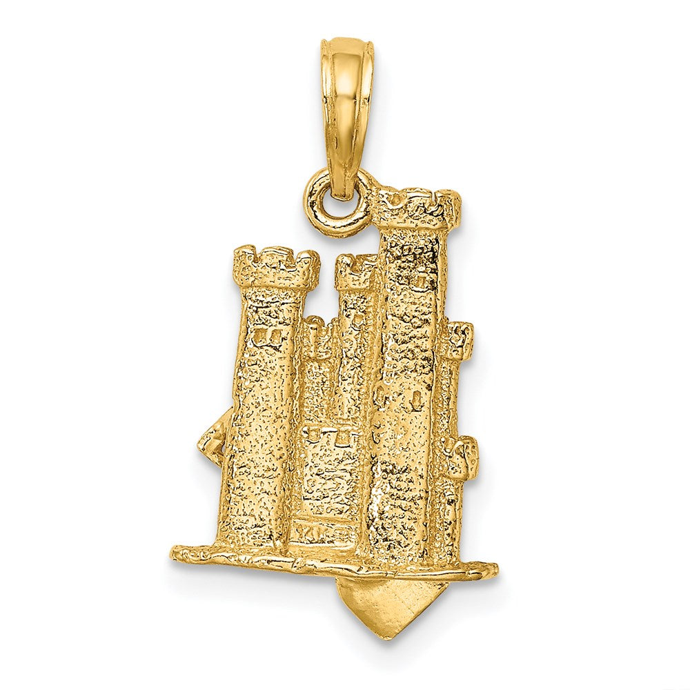 14k Yellow Gold 13.4 mm 3-D Sand Castle w/ Shovel Charm (2.59 grams)