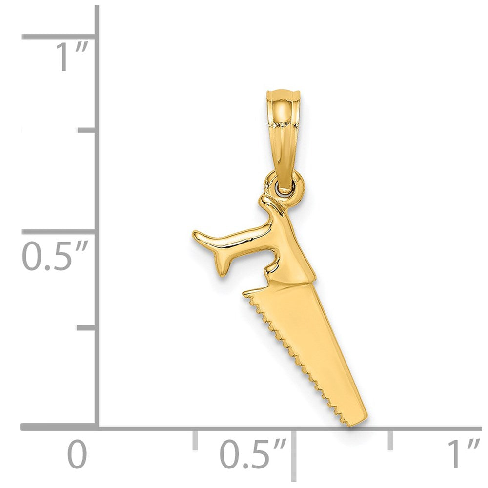 14k Yellow Gold 11.3 mm 3-D Saw Charm (0.94 grams)