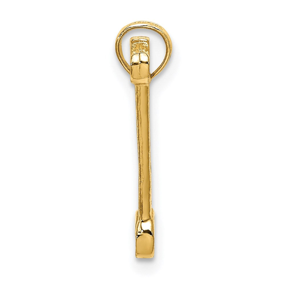 14k Yellow Gold 4.2 mm 3-D Double Open-Ended Wrench Charm (0.81 grams)